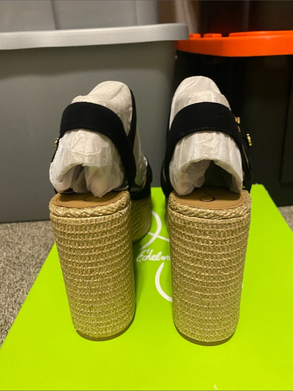 Sam Edelman Black Suede Platform Espadrille Sandals